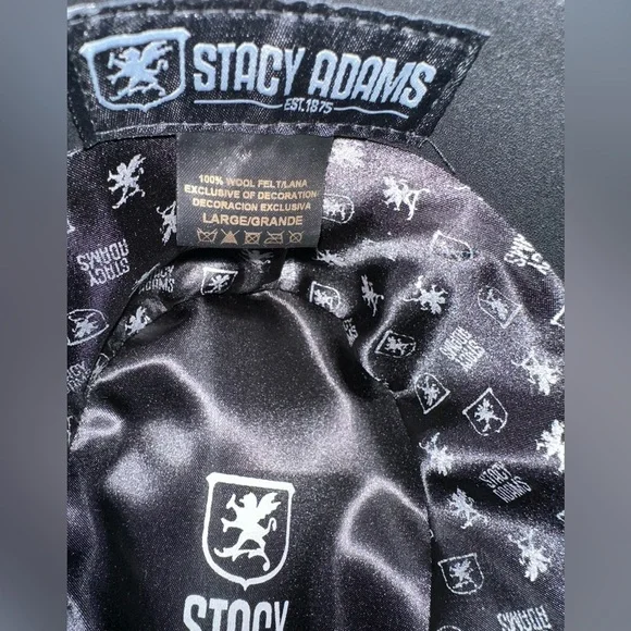 STACY ADAMS BLACK WOOL FEDORA - Picture 4 of 4